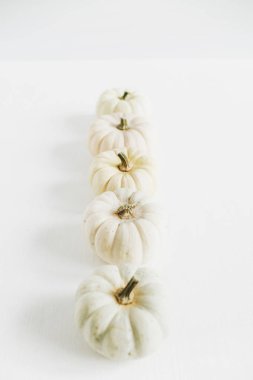 Beyaz arka plan üzerinde bej kabaklar