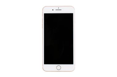 Boş ekran smartphone üzerinde beyaz izole. Düz kopya alanı ile alay etmek yukarıya koymak.