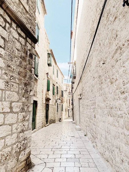 Travel Summer Concept Old City View Europe Croatia Sibenik Empty — Stock Photo, Image