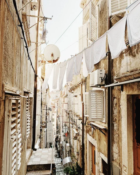 Dubrovnik Keskeny Utcája Horvátország Európa 2019 Utazási Koncepció Régi Épületek — Stock Fotó