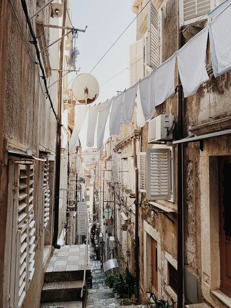 Narrow Street Dubrovnik Croatia Europe 2019 Travel Concept Old Buildings — Stock Photo, Image