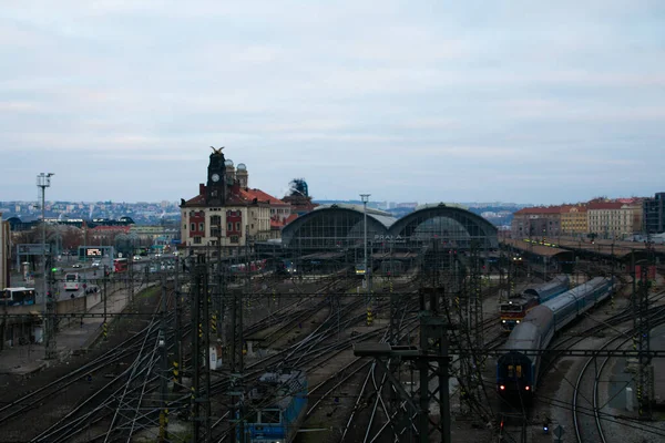 Prague Train Station Photo Bridge — Stock Photo, Image