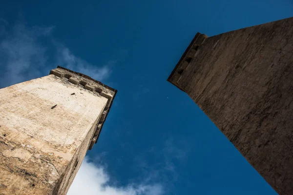 Mestia Gruzie Říjen 2017 Historické Obranné Věže Mestia Městečko Vysočině — Stock fotografie