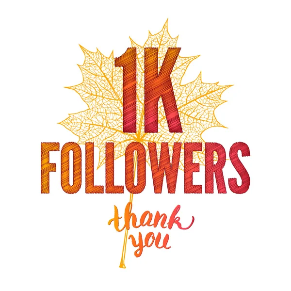 Thank you 1K followers card. Thanks design template for network friends and followers.  raster