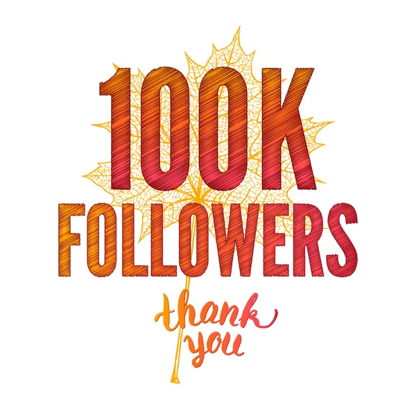 Cent mille disciples. Merci carte 100K followers. raster — Photo