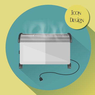 Konvektörü elektrikli ısıtıcı. Düz stil tasarım simgeler.