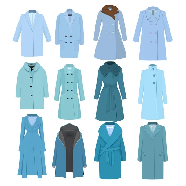 Sonbahar Kış modelleri kadın ceket kümesi. Vektör çizim