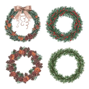 Sulu Boya Noel çelenk.