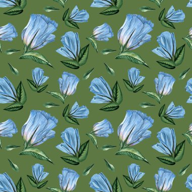 Sulu Boya Dikişsiz çiçek desenli.