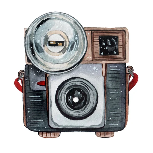 Vintage retro câmera aquarela. Perfeito para logotipo de fotografia — Fotografia de Stock