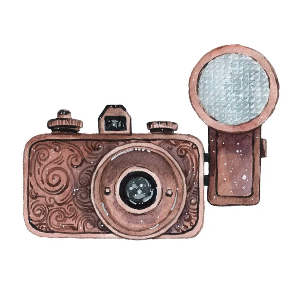 Vintage retro câmera aquarela. Perfeito para logotipo de fotografia — Fotografia de Stock