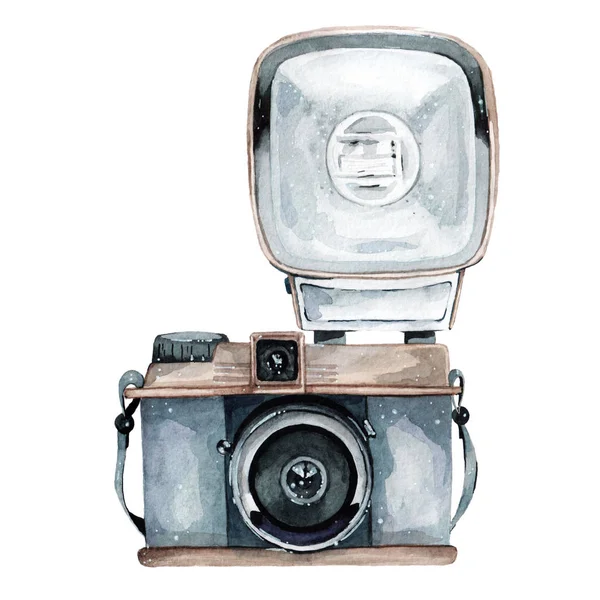 Vintage ρετρό ακουαρέλα κάμερα. Ιδανικό για φωτογραφία λογότυπο — Φωτογραφία Αρχείου