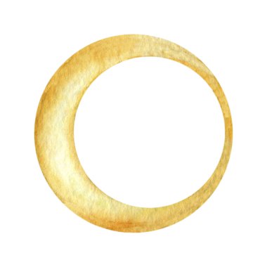 Gece gökyüzünde suluboya altın ay