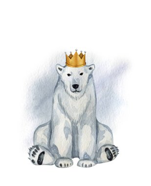 Kuzeyde tatlı beyaz kutup ayıları suluboya