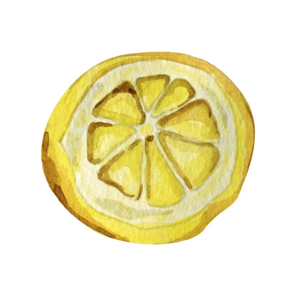 Watercolor illustration of yellow fresh lemons citrus — Stock Photo, Image
