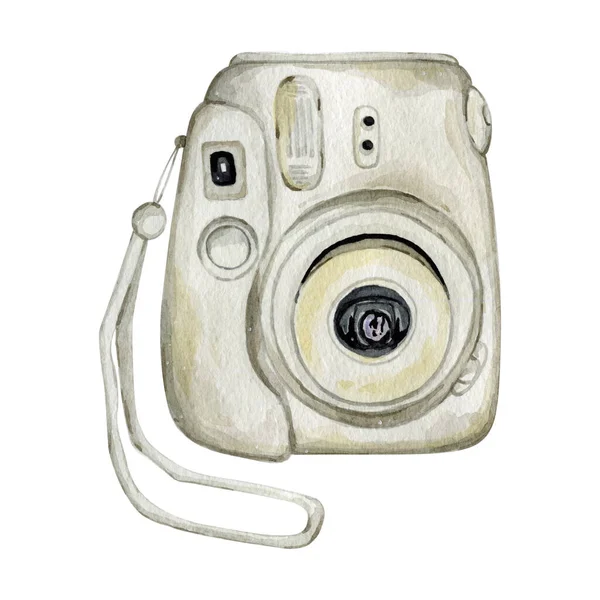 Υδατογραφία εικονογράφηση της λευκής vintage κάμερας — Φωτογραφία Αρχείου