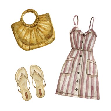 Suluboya resimli yaz moda kıyafetleri 