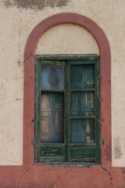 Holzfenster Halbrunden Bogen Des Alten Hauses Altes Holzfenster Almeria Spanien — Stockfoto