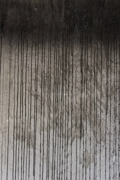 Пофарбований Чорний Колір Капає Сіру Стіну Рідина Потоки Фарби Поточна — стокове фото