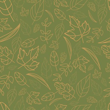 Vektör desen sonbahar yaprak farklı şekiller sonbahar öğeleri ve şablonları. bej gri-yeşil arka plana turuncu. sonbahar hipster arka plan. Parlak desen. Sonbahar şablonu.