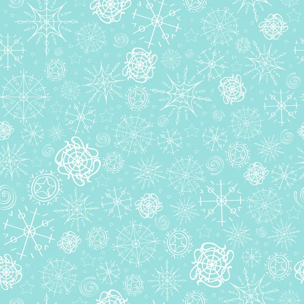 Illustration, motif vectoriel. image de flocons de neige, hiver. fond bleu clair pour les cartes de Noël, emballage, salutations . — Image vectorielle