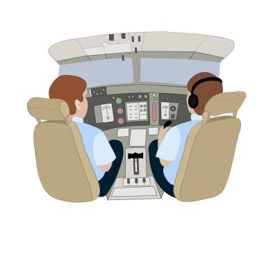 Pilotlar uçağın arka içinde tasvir vektör çizim