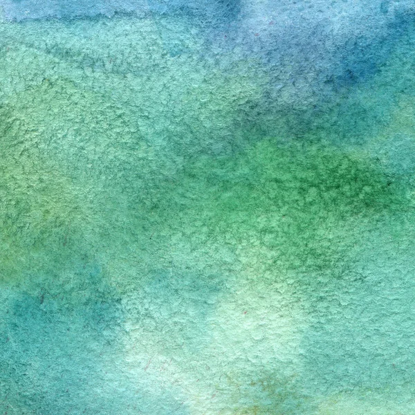 Ilustração de uma textura aquarela de cores azuis e verdes. Aquarela fundo abstrato, manchas, borrão, preencher, imprimir, pulverizar, esfregar . — Fotografia de Stock