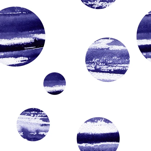 수채화 그림입니다. 추상적인 텍스처 블루 서클 패턴 — 스톡 사진