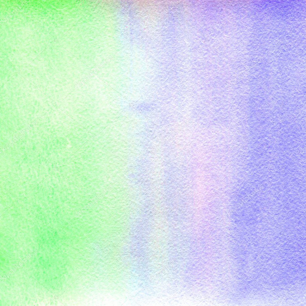 Watercolor texture vertical stretching of transparent light green and blue hues. Illustration.