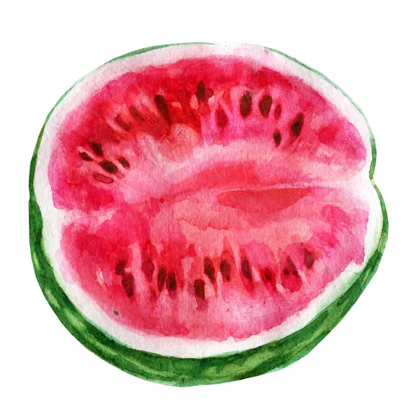 Aquarell-Illustration. eine halbe Wassermelone. — Stockfoto