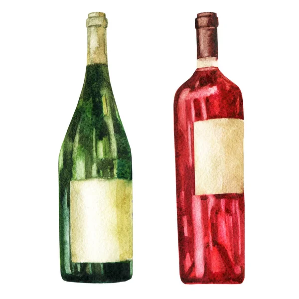 Ilustração aquarela. Imagem de garrafas de vinho . — Fotografia de Stock