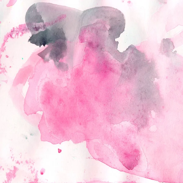Watercolor illustration. Texture. Watercolor transparent stain. Blur, spray. Pink color. — Stock Photo, Image