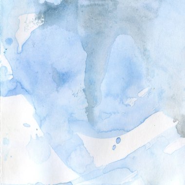 Suluboya illüstrasyon. Doku. Suluboya şeffaf leke. Bulanıklaştırma spreyi Mavi