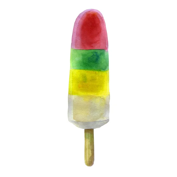 Watercolor Illustration Ice Cream Ice Cream Stick Fruit Ice Red — Stock Photo, Image