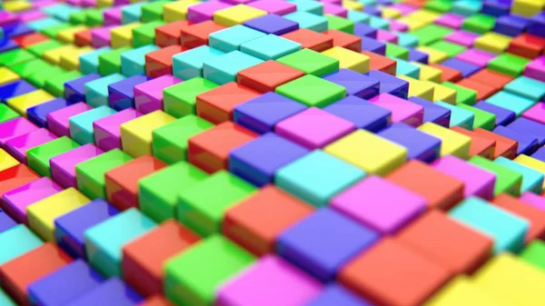 Abstract background of colored cubes. 3d rendering