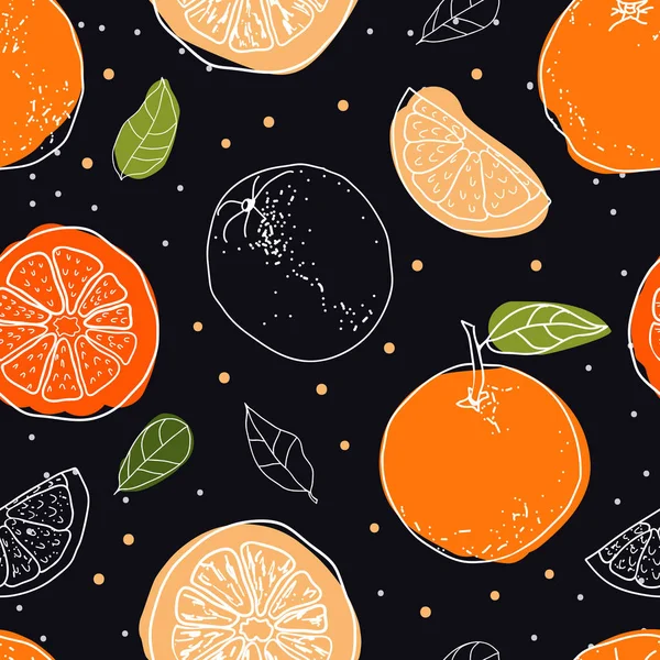 Siyah arka plan üzerine turuncu meyveler seamless modeli