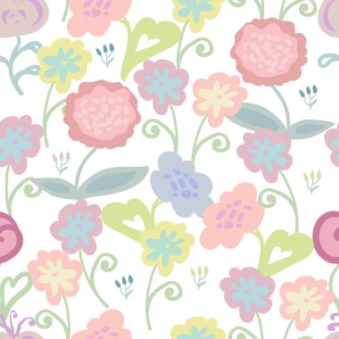 Basit vektör ile Seamless Modeli el çekilmiş çiçek