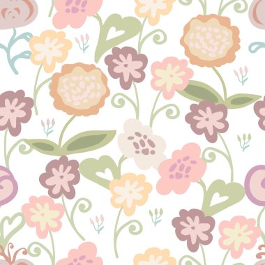 Basit vektör ile Seamless Modeli el çekilmiş çiçek