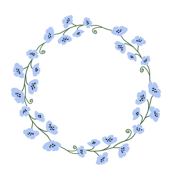 Blommig ram med handritad doodle blommor för bröllopinbjudningar — Stock vektor