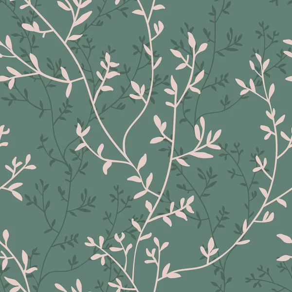 Yeşil zemin üzerine elle çizilmiş doodle şubesi ile Seamless Modeli