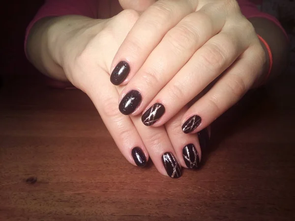 Manicurista Hizo Excelentemente Trabajo Una Hermosa Manicura Con Gel Polaco — Foto de Stock