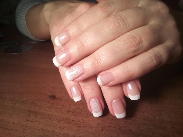 Manicure Maakte Haar Werk Uitstekend Tot Een Mooie Manicure Met — Stockfoto