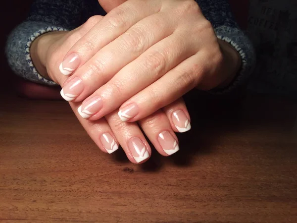 Manicure Maakte Haar Werk Uitstekend Tot Een Mooie Manicure Met — Stockfoto