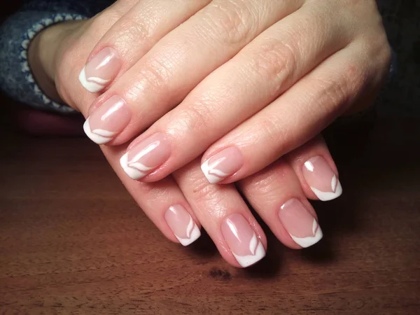 Manicure Fatta Lavorare Modo Eccellente Una Bella Manicure Con Gel — Foto Stock