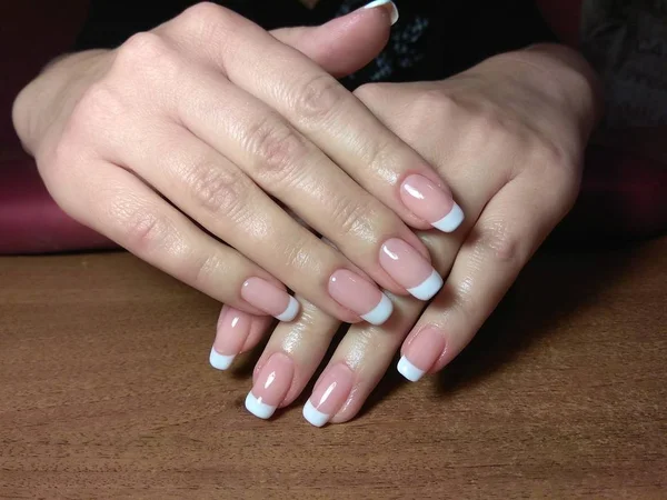 Manicure Fatta Lavorare Modo Eccellente Una Bella Manicure Con Gel — Foto Stock