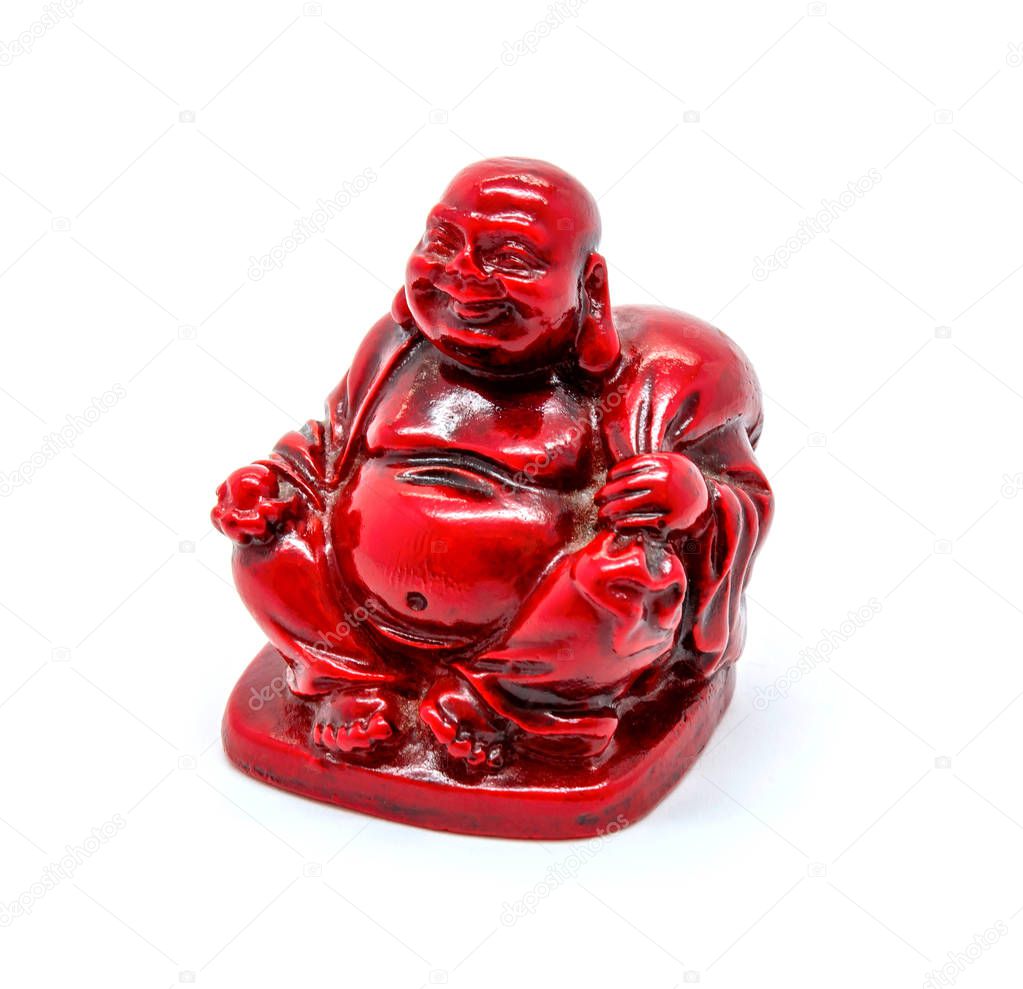 Photo of statuette of buddha isolated on white background