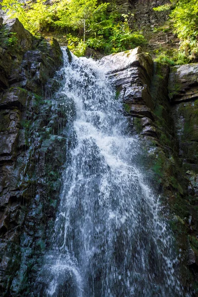 Photo of high waterfall in Carpathian mountains — Stock Photo, Image