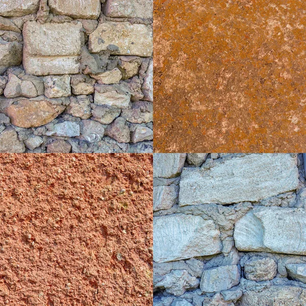 Uppsättning bilder av gamla textur stenmurar bakgrund — Stockfoto