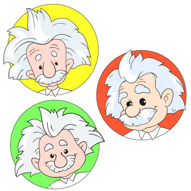 JANUARY 20, 2017: A vector illustration of a set of portraits of Albert Einstein. Cartoon portrait isolated, vector editorial. Einstein, scientist, professor, genius. clipart