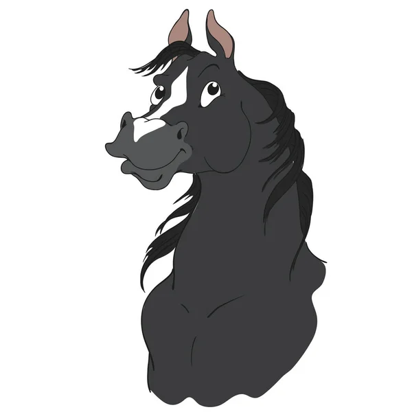 Le cheval de baie. La tête du cheval. Costume cheval noir . — Image vectorielle